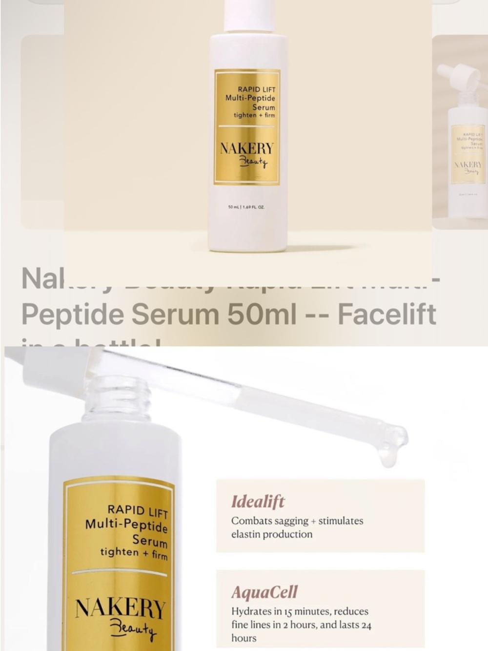 Nakery Beauty Rapid Lift Multi-Peptide Serum 50ml - Picture 6 of 8